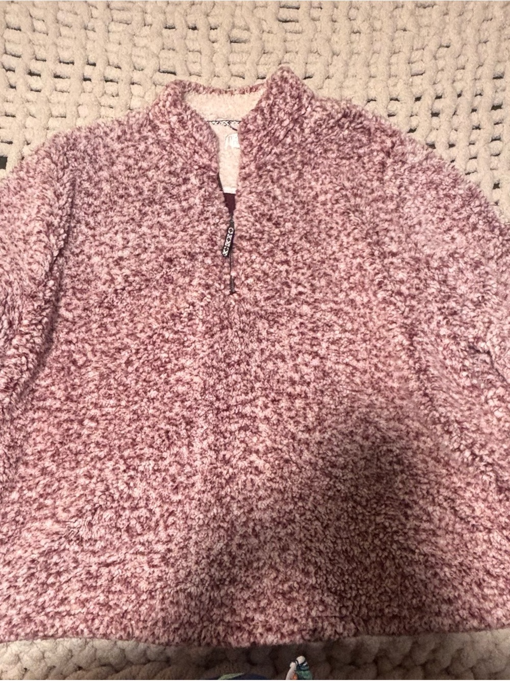Time and Tru Plush Half-Zip Sherpa Pullover - Dusty Pink